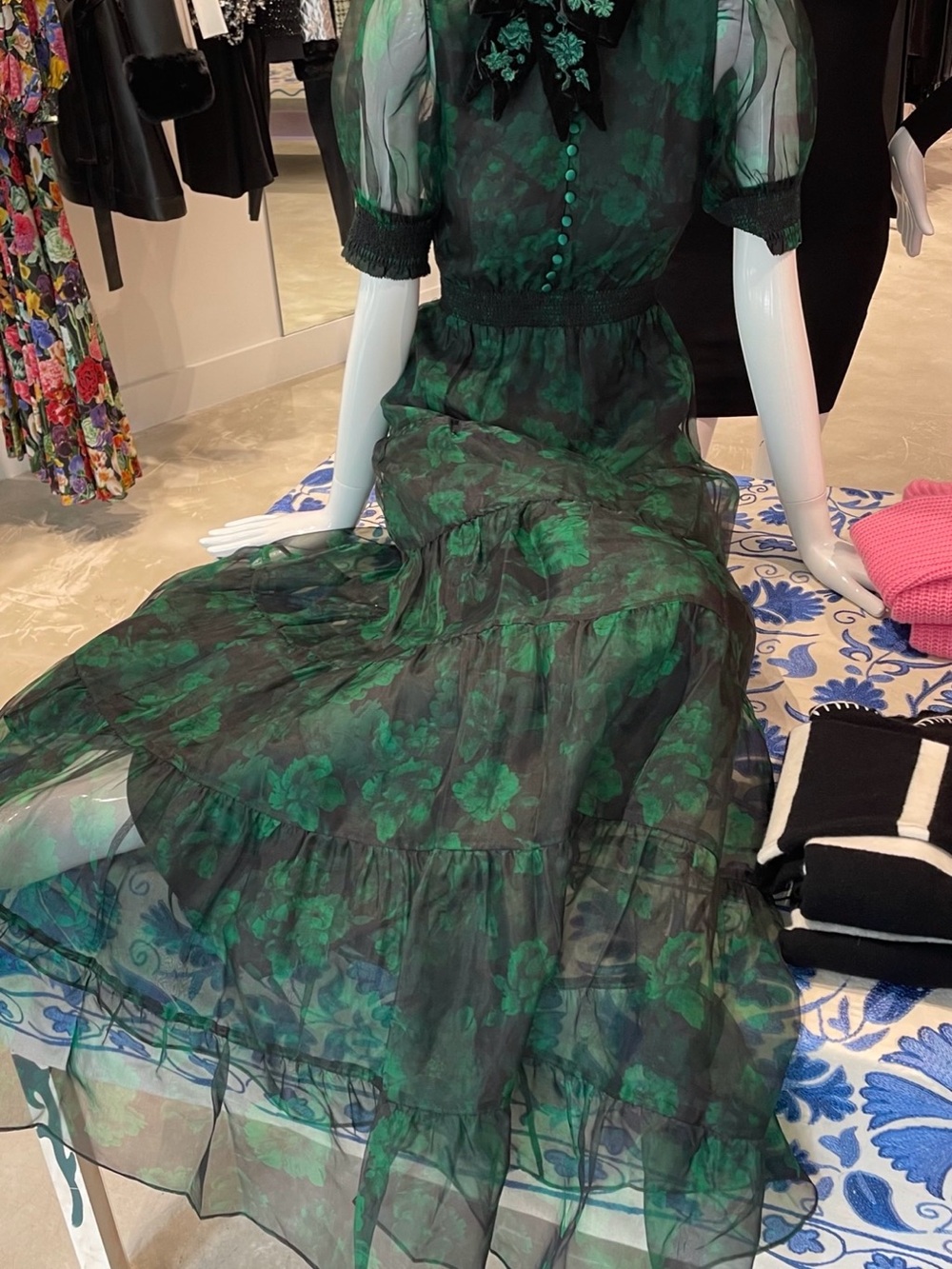Alice & Olivia Coletta Maxi Dress in Dream Floral Emerald - Picture 3 of 6